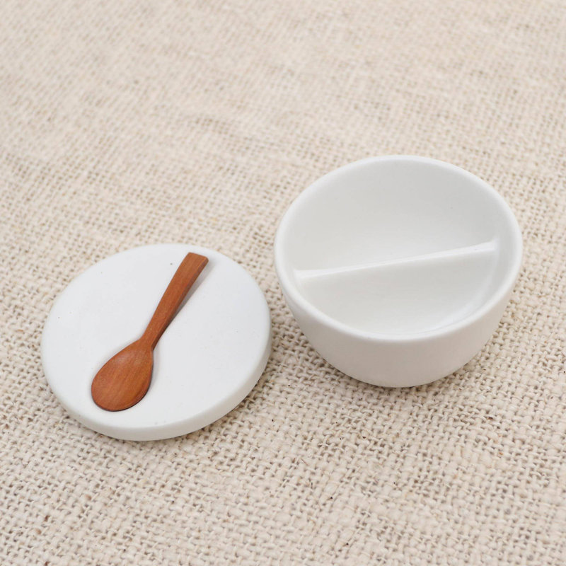 Red Barrel Studio® Teak Condiment Server, White
