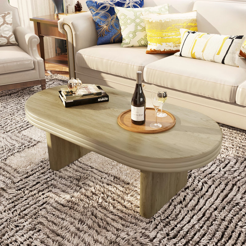 Table basse ovale moderne Mid Century, Naturel