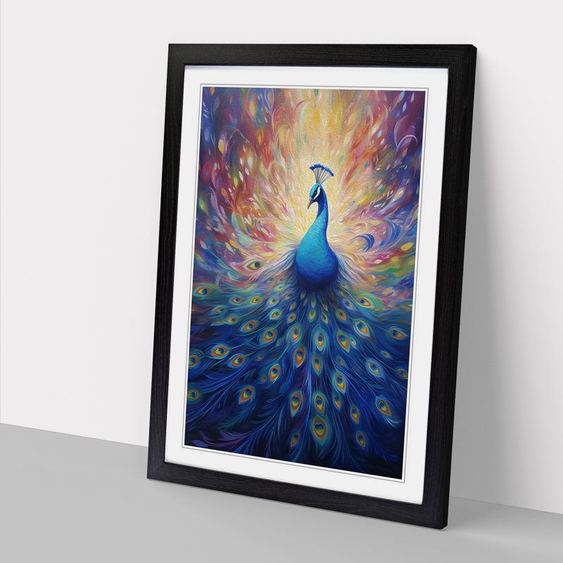 Peacock Symbolism 1 Piece Single Picture Frame Wall Art, 64cm H x 46cm W x 2" D, Black Framed