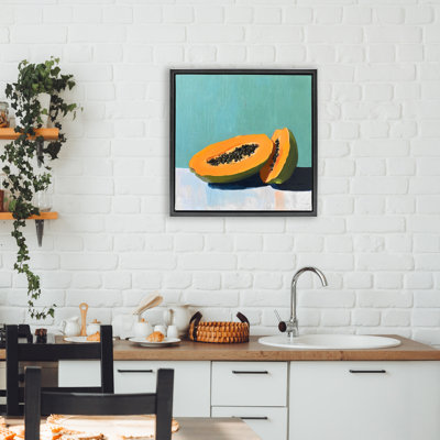 Papaya Pair on Blue Floating Frame, design by Walker Noble