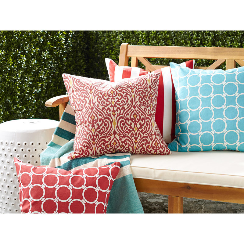 Striped Reversible Throw Pillow, Lipstick, 26" H x 26" W, Down Blend