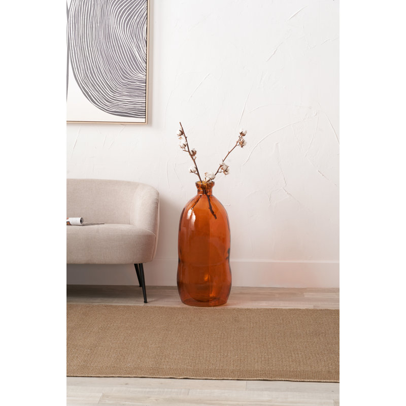 Orange Organic Shaped Recycled Glass Tall Vase, Orange