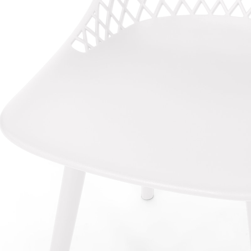 Chaises d'extérieur en polypropylène blanc - Siège stable, résistant aux intempéries et à motif de losanges, avec motif