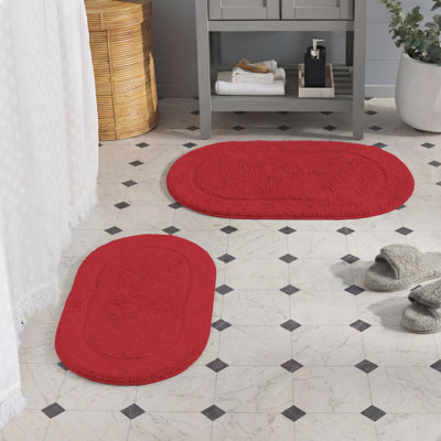 Ensemble de tapis de salle de bain ovale antidérapant en coton de qualité supérieure