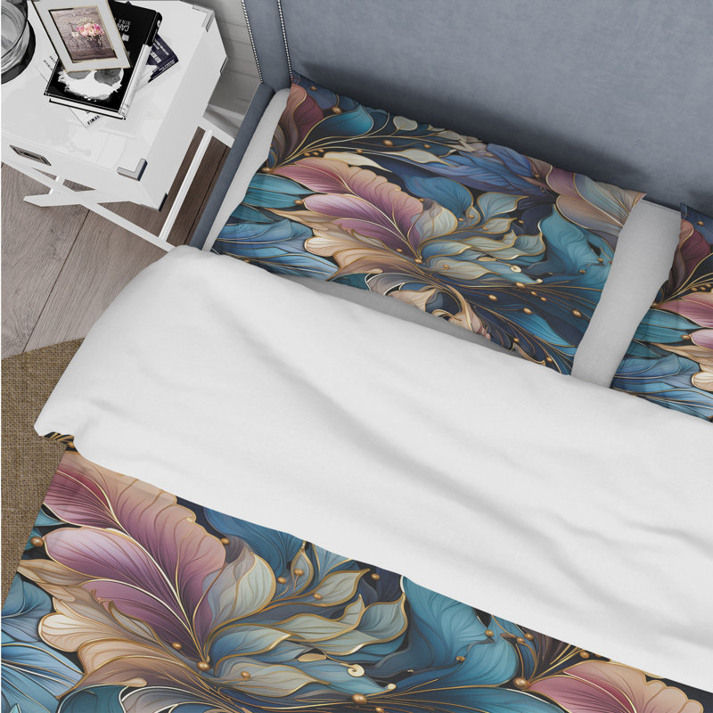 Ensemble de housse de couette Spiral Flower Elegance Boho, Housse de couette simple + 1 taie décorative stan