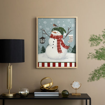 Collection Jolly Snowman, reproduction encadrée B - bois massif