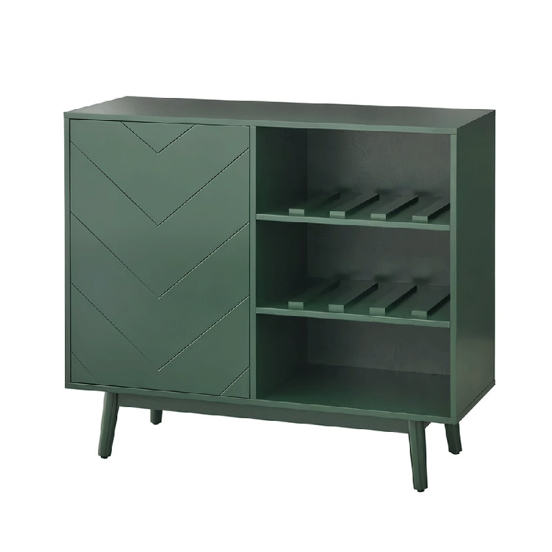Buffet à vin avec porte-verres à pied et pieds en bois massif