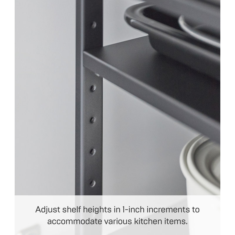 Black Adjustable Three-Tier Steel Cabinet Storage Rack