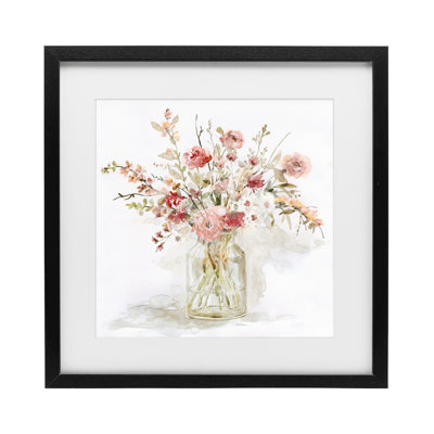 «Springtime Blooms in Glass Vase», reproduction encadrée sous verre, design par Carol Robinson