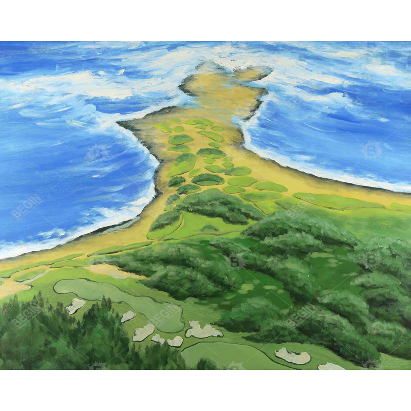 Napperons en polyester tressé - terrain de golf sur la côte (ensemble de 4)