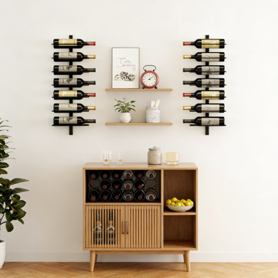 Wall Mounted Wine Rack Holder For 12 Bottles, Metal Hanging Storage Rack For Liquor And Champagne, Space-Saving Design For Home Bar, Kitchen, Or Dining Room