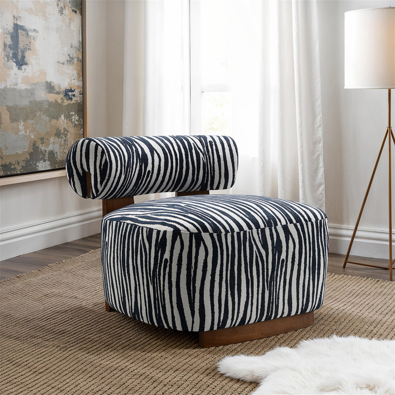 Tissu décoratif en mousse à haute densité zébrée à dossier cylindrique Accent Chair, Bleu