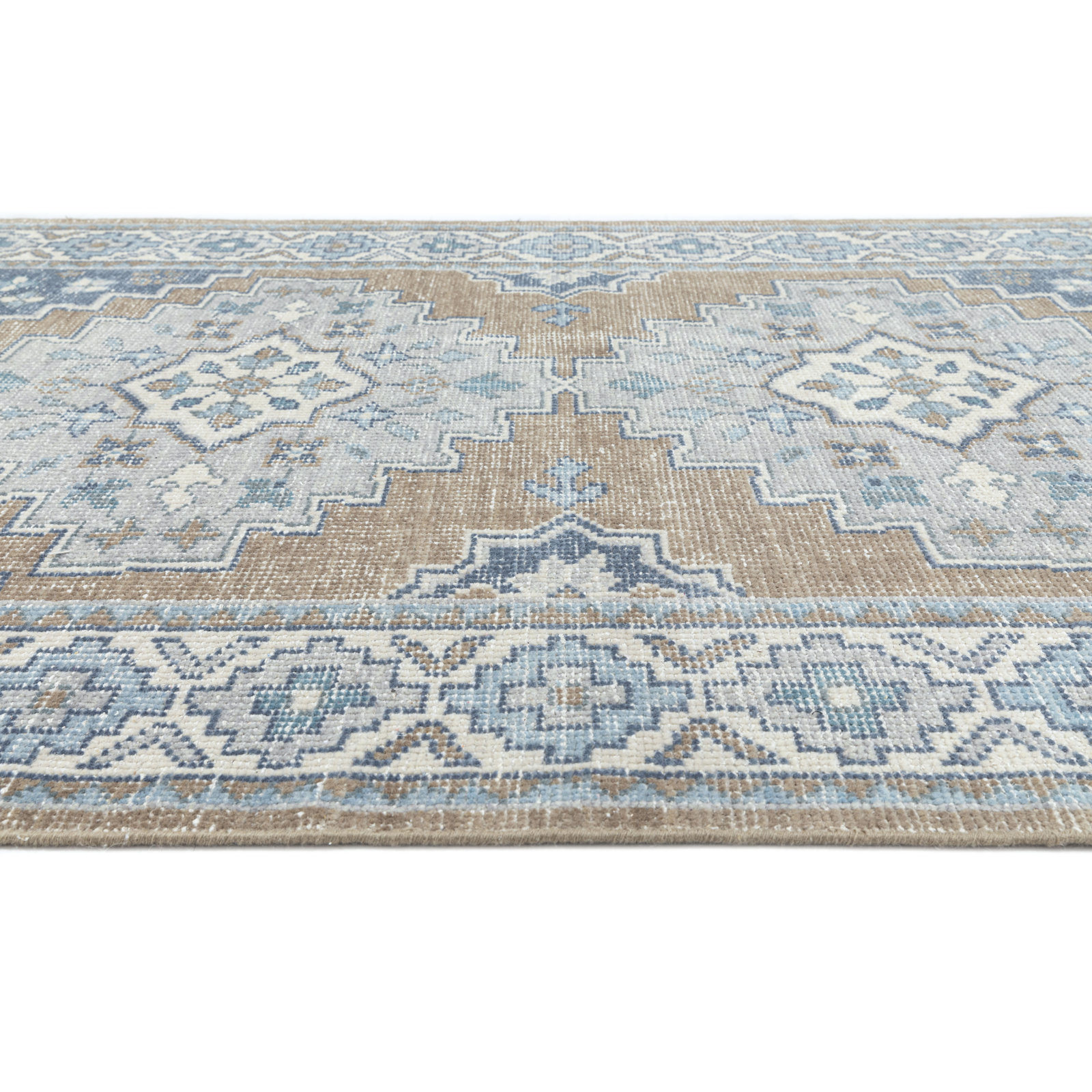 Distillery Handmade Beige/Blue Rug, Rectangle 5' x 8'