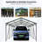 Heavy Duty, Outdoor Carport, 13*26.5 Ft, Galvanized Steel Roof, Powder - Coated Frame, Rust Proof, Different Grounds, Trucks, Boats, Gray Finish Ft Carport With Structure, 4 Inclined Square Tube-121633490
