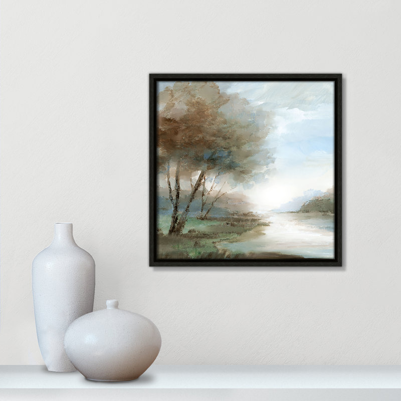 Peaceful River - Square Version Print par Nan, H 13,5 po x l 13,5 po, Espresso