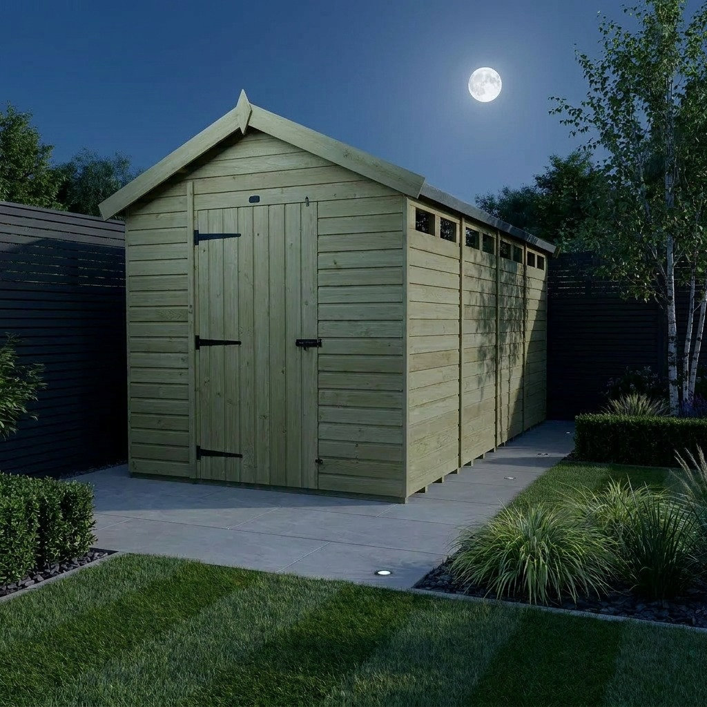 Total Sheds 7ft x 20ft Security Apex Shed - Heavy-Duty Hasp Staple Anti-Tamper - Pressure Treated Timber - UK Manufactured