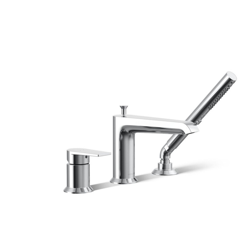 Hint Single-Handle Deck-Mount Bath Faucet With Handshower, Polished Chrome