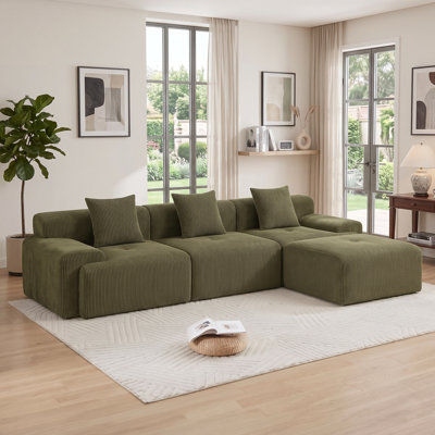Robscott 118.1" Boneless Modular Sectional Cloud Sofa Bed with Ottoman, No Assembly