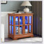 Vitrine à DEL rétro avec tablettes réglables et portes en treillis pour le décor et l'organisation de la maison-559475637