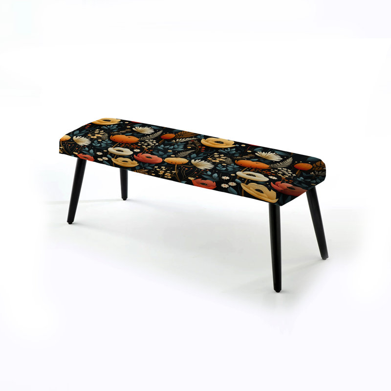 Cazares - Banc rembourré floral noir