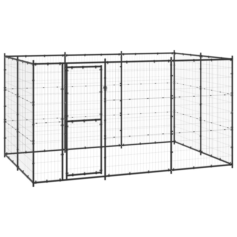 Chenil d'extérieur pour chien Vidaxl, Noir, H 70,9 po x L 129,9 po x l 86,6 po