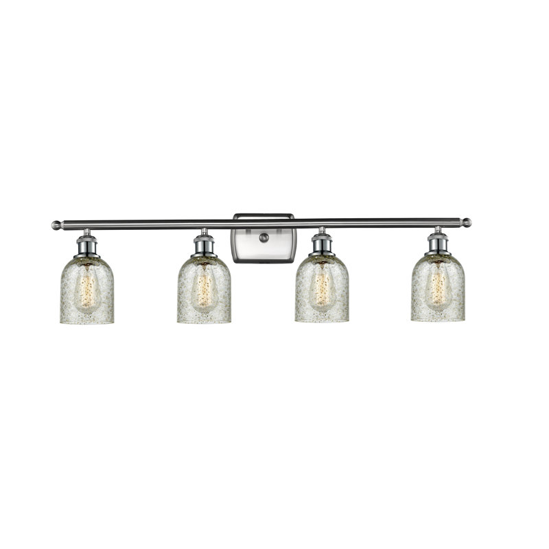 Éclairage de salle de bain à intensité variable 4 lumières Vella, Nickel satiné brossé, Mica, Ampoule DEL 6 watts Vinage