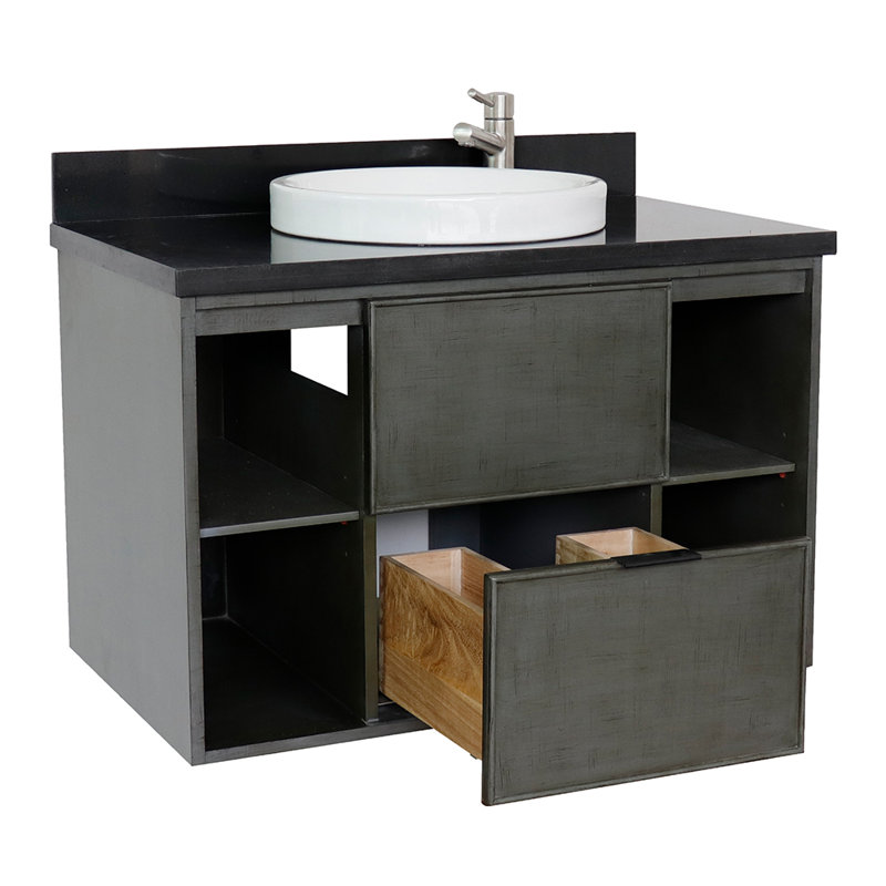 37'' Single Bathroom Vanity with Top, Black Galaxy