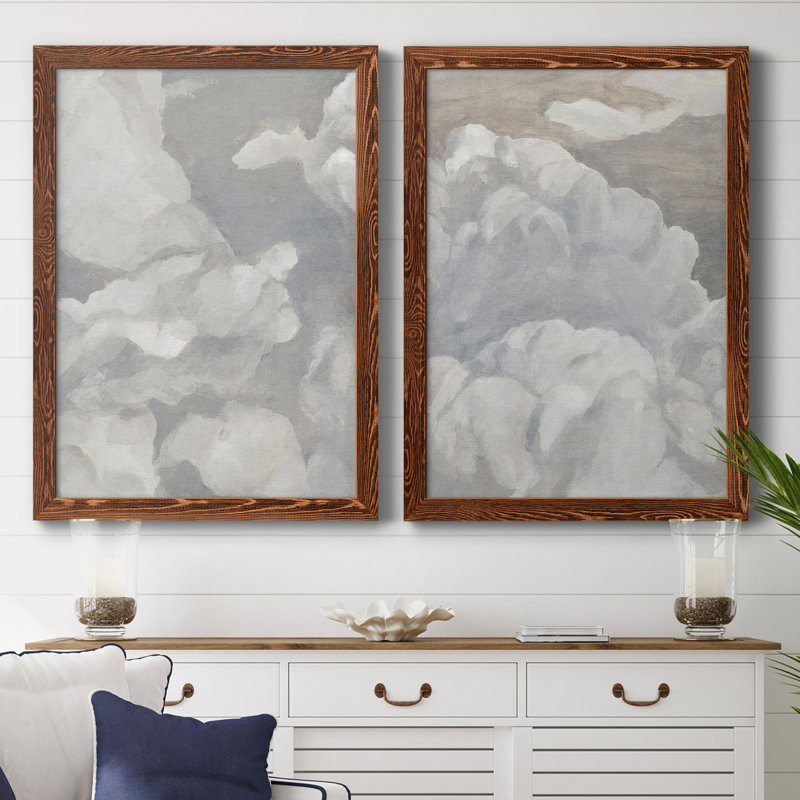 Scattered Sky I - ensemble de 2 peintures encadrées, H 31,5 po x l 47 po x P 1,5 po, Toile encadrée érable