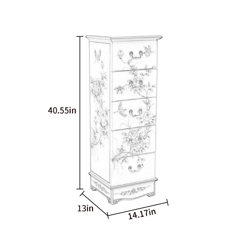 Commode décorative à 5 tiroirs pour chambre à coucher et salon