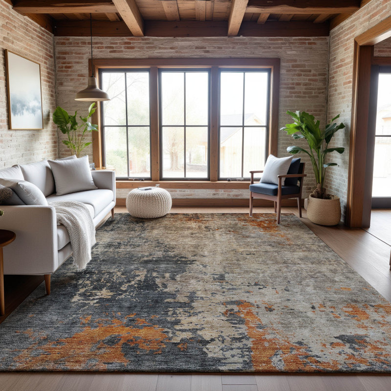 Premium Machine Washable Jessie AMF1212 Abstract Rug, Rectangle 8' x 10'