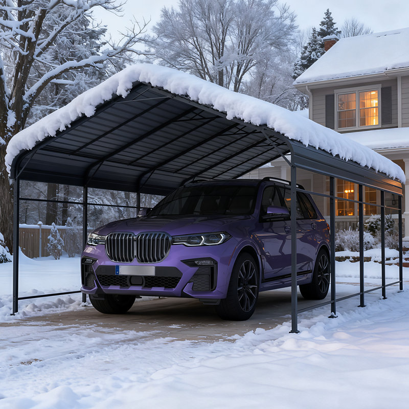 12 Ft. W X 20 Ft. D Heavy Duty Carport With Galvanized Steel Roof, 108.2" H x 142.9" W x 235.4" D