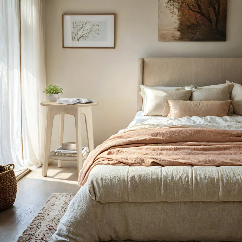 Side Table, Natural Beige