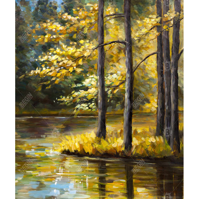 Fall Landscape by the Water Duvet Cover | Bedroom Trees Decor, King Duvet Cover