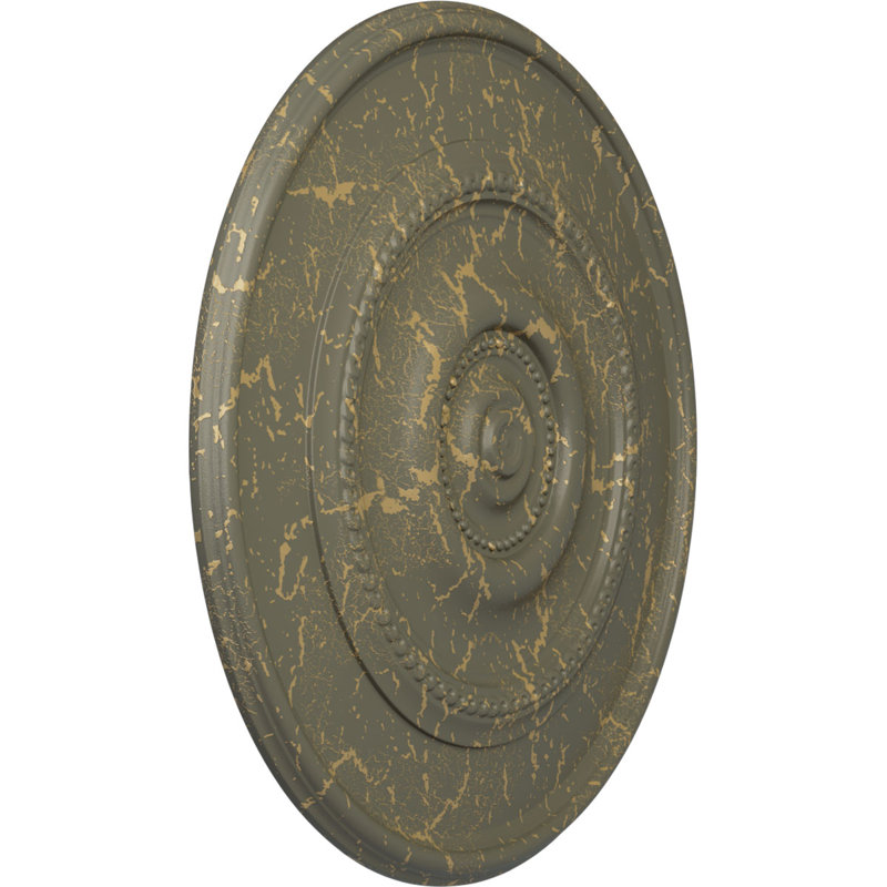 Médaillon de plafond traditionnel en résine Endurathane, 24 3/8 po de diamètre x 1 1/8 po (pour les auvents jusqu'à 5 7/8 po), peint avec un fini craquelé d'hamamélis peint à la main