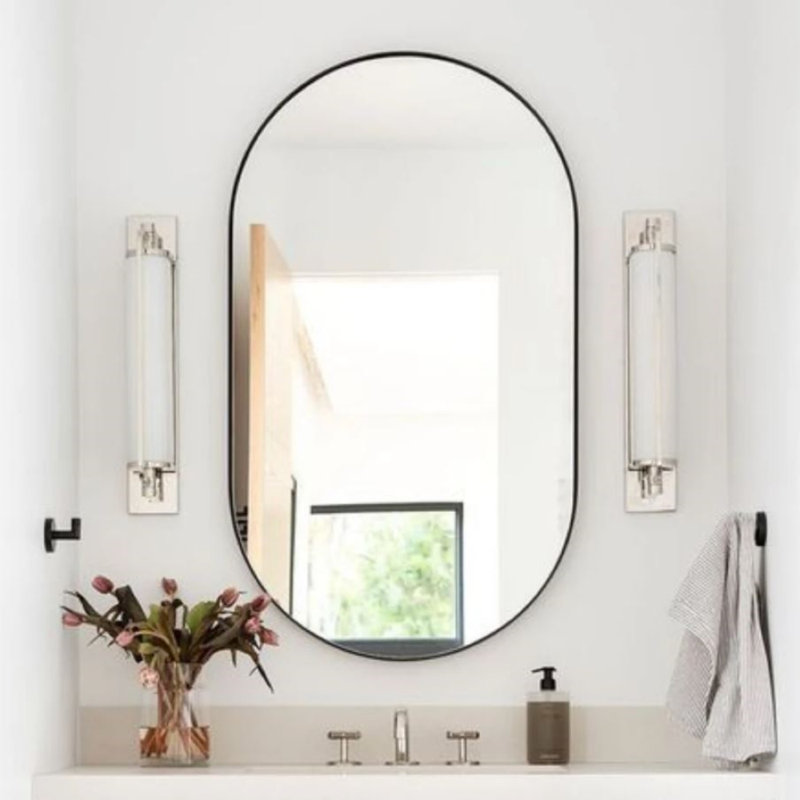 Malpress Bathroom Wall Mirror, Barhroom Mirror, 32" x 24", Rectangle, Gold 2