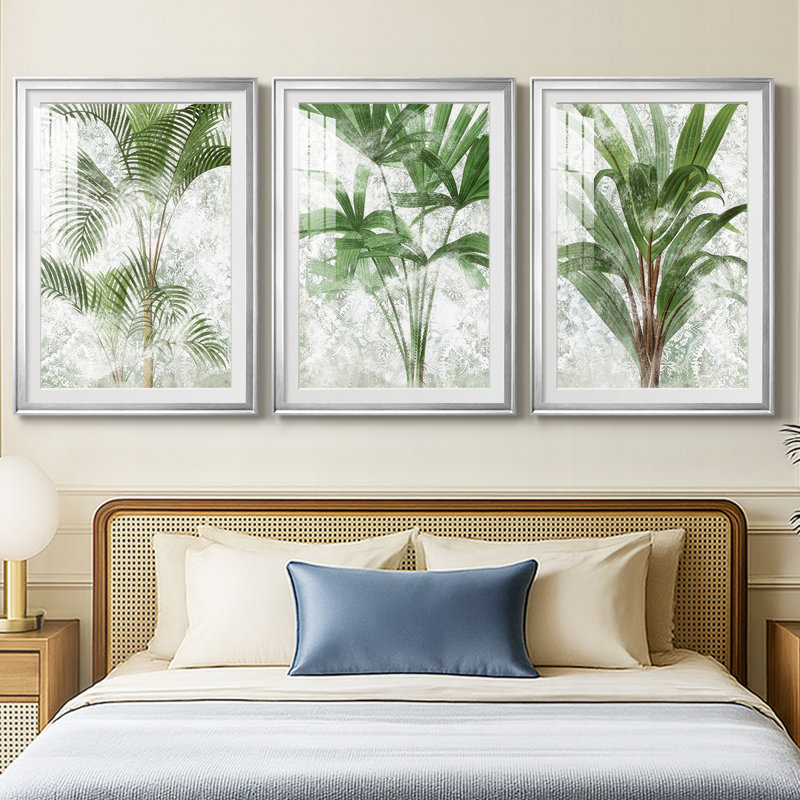 Lace Palms I - Impression personnalisée de qualité supérieure avec passe-partout - 3 pièces, H 21 po x l 30 po