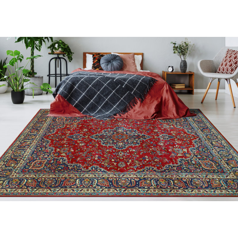 Khrystopher Distressed Farbod Red Rug