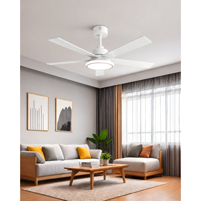 Ventilateur de plafond intelligent Lumary de 52 po avec lumière, RVBAI, intensité et réglage des couleurs, Wi-Fi et Bluetooth, compatible avec Alexa/Google/application (blanc)