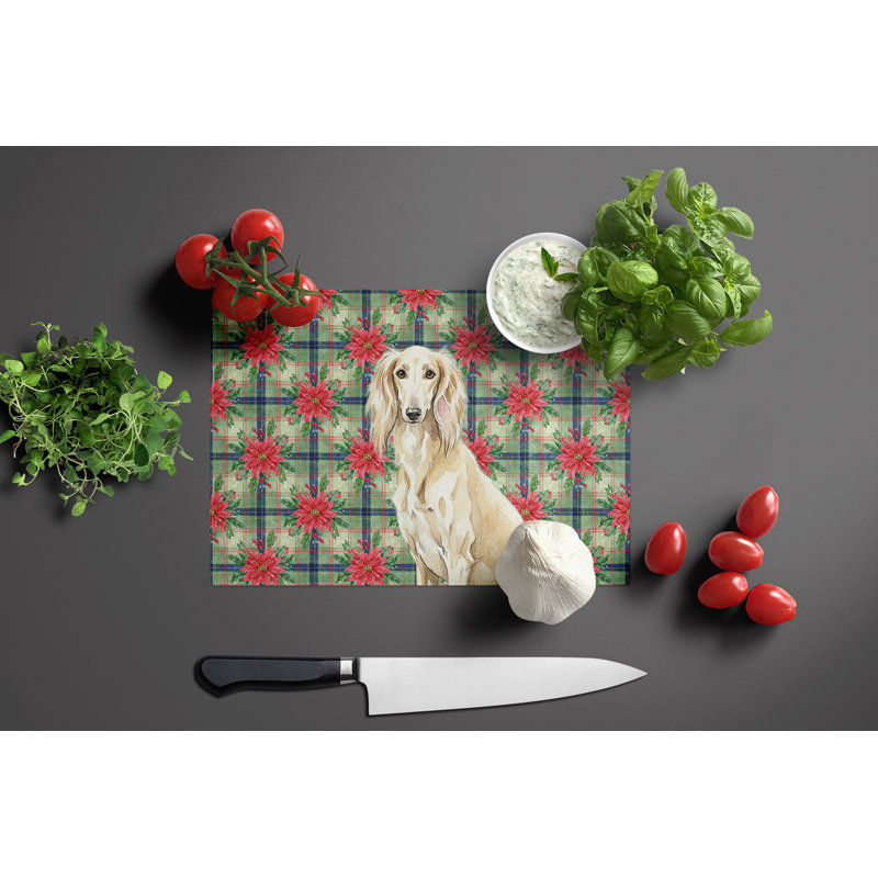 Planche à découper en verre crème pour Noël
