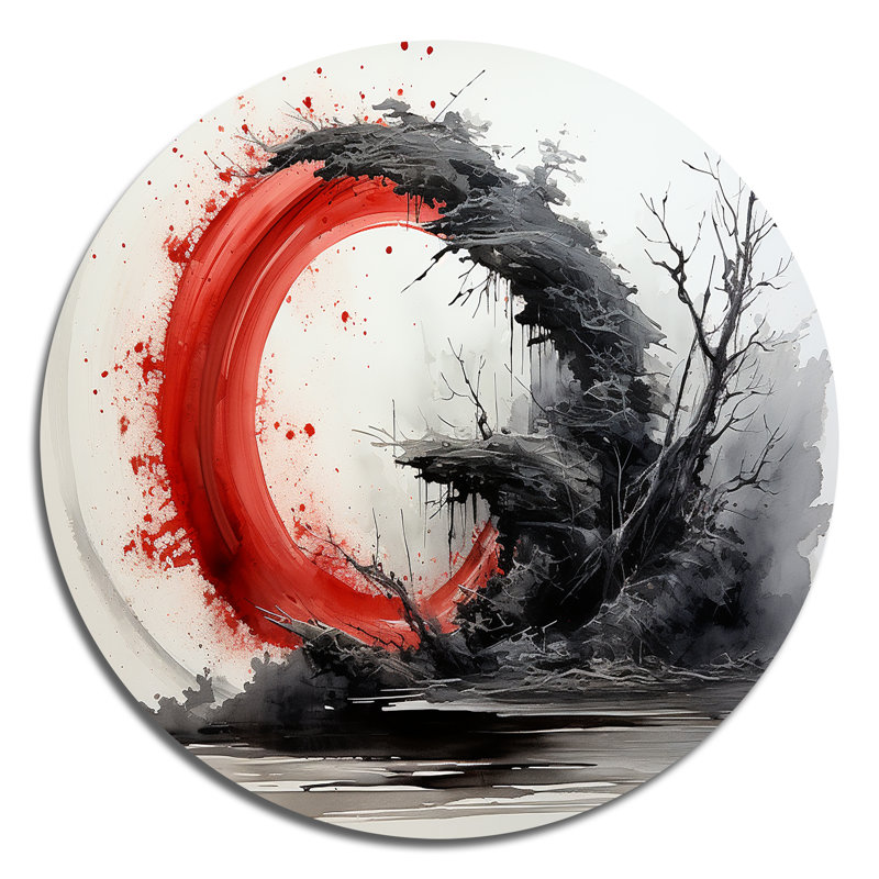 Gatto - Art spirituel rond en métal, H 16 po x l 16 po x P 1 po