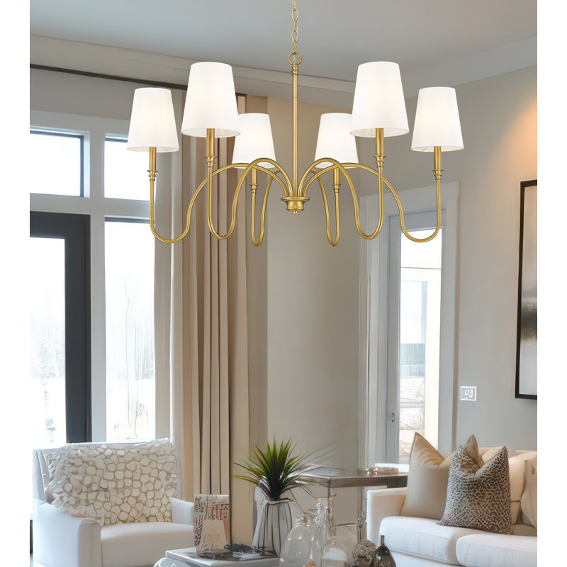 Lustre 6 lumières Parham, Laiton frotté