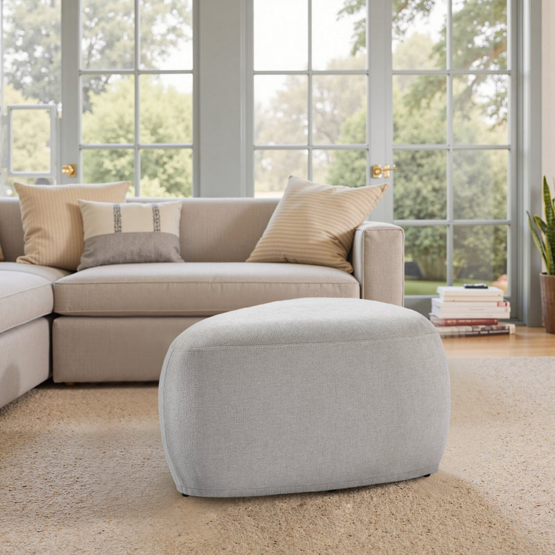 Adna 67.8Cm Wide Triangle Footstool Ottoman, Light Sand