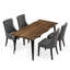 Ensemble de salle à manger 5 pièces 63 po noyer foncé avec 4 chaises rembourrées gris anthracite-565508412