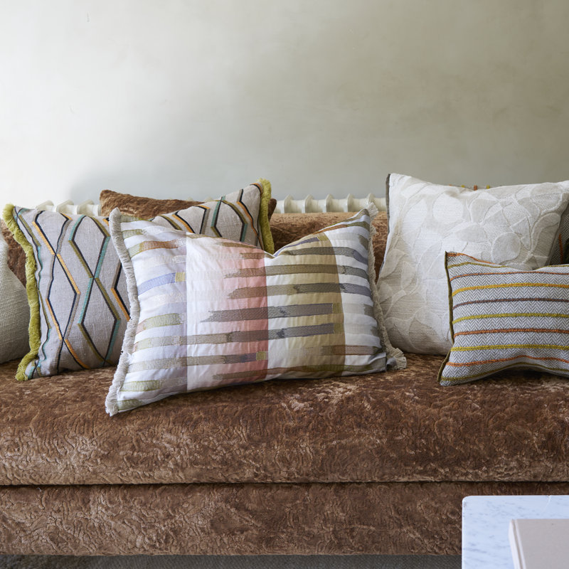 Cascata Decorative Pillow, Pink/Beige