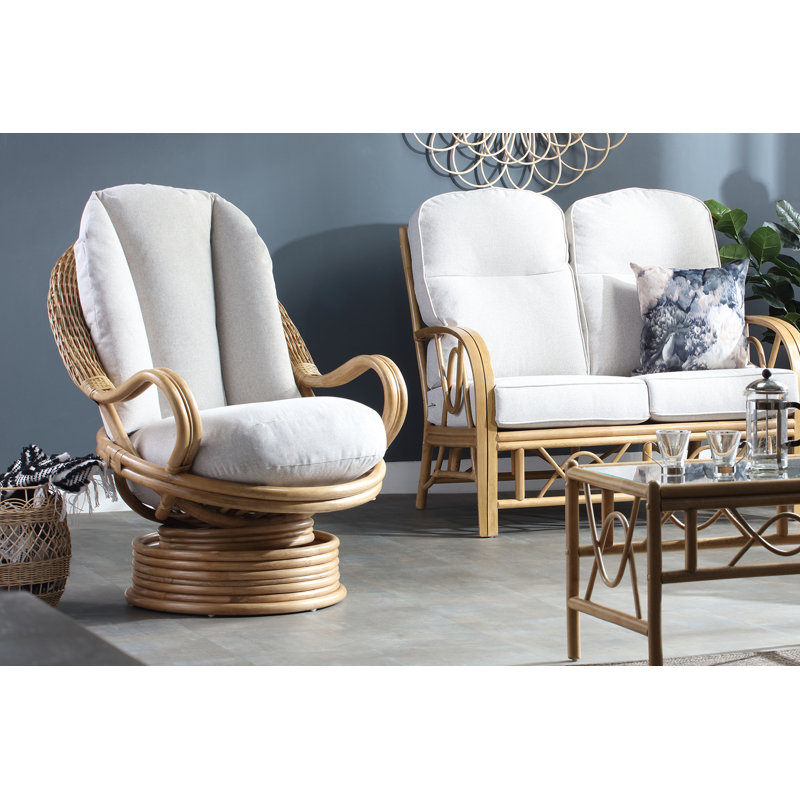 Figlia Wicker Rocking Chair, Smooth Beige, Microfiber