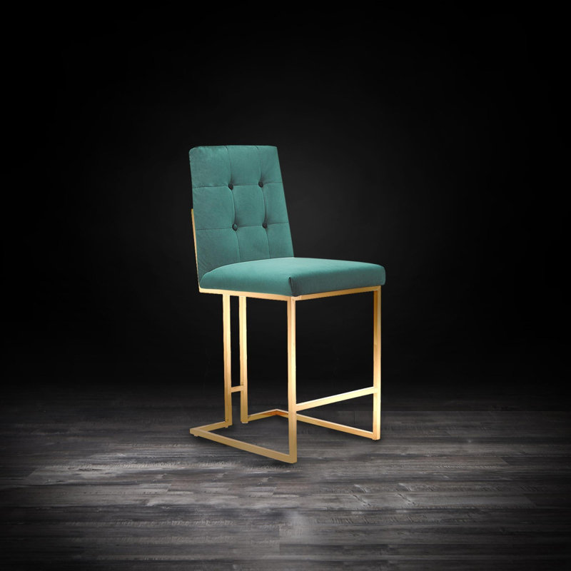 Tabouret de bar et de comptoir Cameron, Vert foncé, Tabouret de comptoir (siège d'une hauteur de 27 p