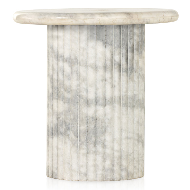 Oranda Marble End Table, Polished White