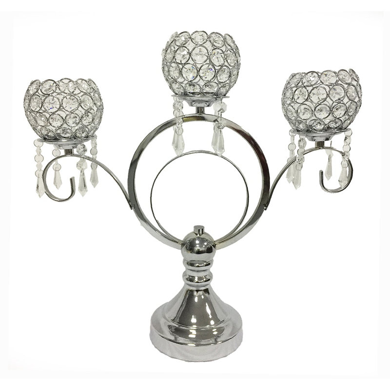 13'' H Metal Tabletop Candelabra, Silver