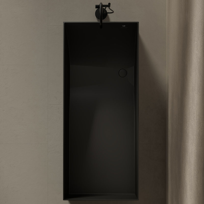 MonBlari 59" X 27.5" Free standing Black Soaking Solid Surface Bathtub with Overflow and Pop-up Drain For Bathroom