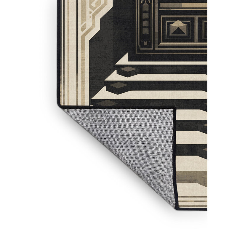 Tapis géométrique beige lavable à la machine Parkwoods, 4 x 6